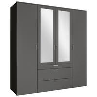 DREHTÜRENSCHRANK  in Graphitfarben  - Alufarben/Graphitfarben, MODERN, Glas/Holzwerkstoff (180/195/56cm) - Livetastic