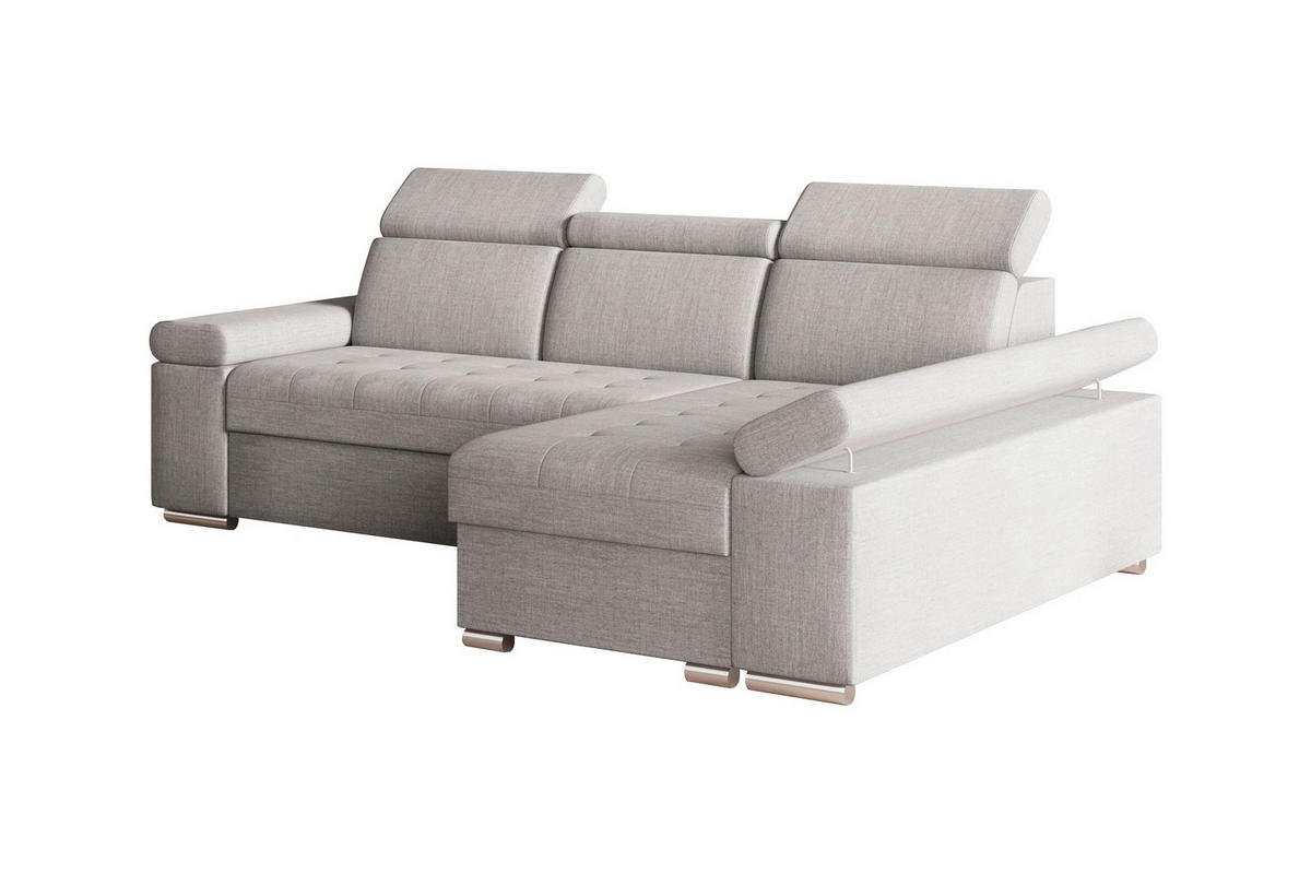 ECKSOFA TORONTO in Webstoff Hellgrau  - Silberfarben/Hellgrau, Design, Kunststoff/Textil (260/168cm) - MID.YOU