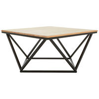 COUCHTISCH Akazie vollmassiv quadratisch Schwarz, Akaziefarben  - Schwarz/Akaziefarben, Design, Holz/Metall (80/43/80cm) - Livetastic