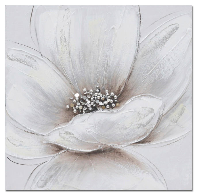 ÖLGEMÄLDE Blumen 30/30 cm  - Hellbraun/Hellgrau, KONVENTIONELL, Holz/Kunststoff (30/30cm) - Monee