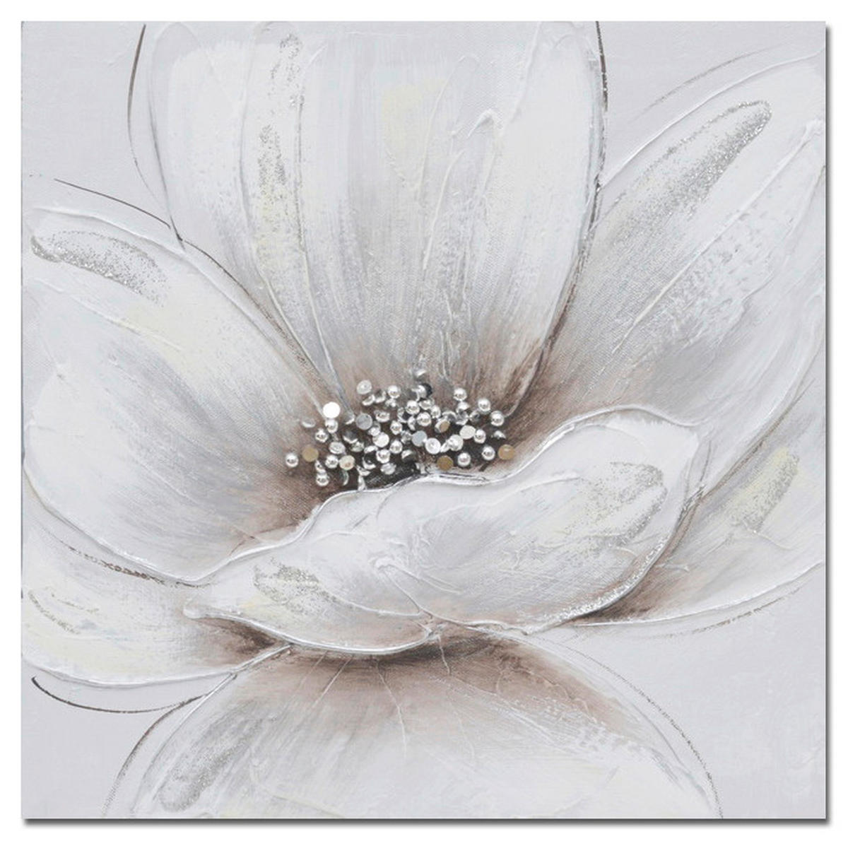 ÖLGEMÄLDE Blumen 30/30 cm  - Hellbraun/Hellgrau, KONVENTIONELL, Holz/Kunststoff (30/30cm) - Monee