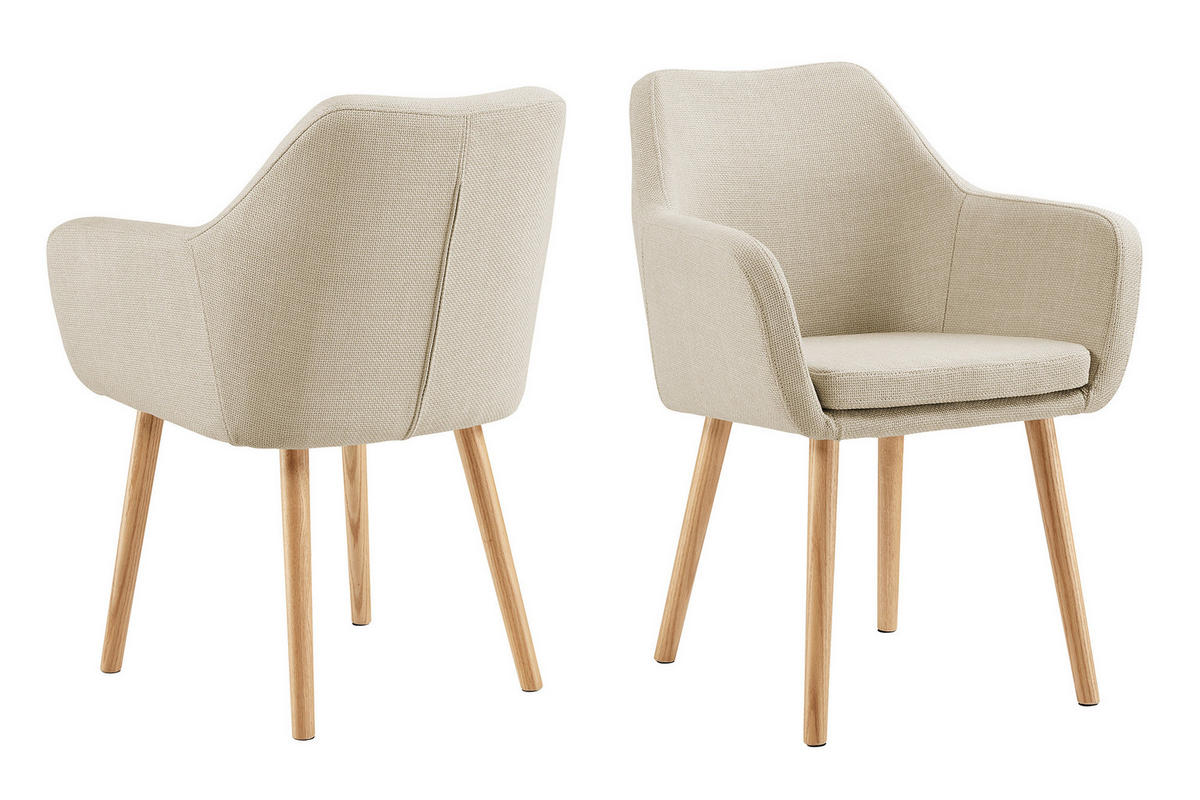 ARMLEHNSTUHL  in Struktur  - Beige/Naturfarben, MODERN, Holz/Textil (62/84/60cm) - Livetastic