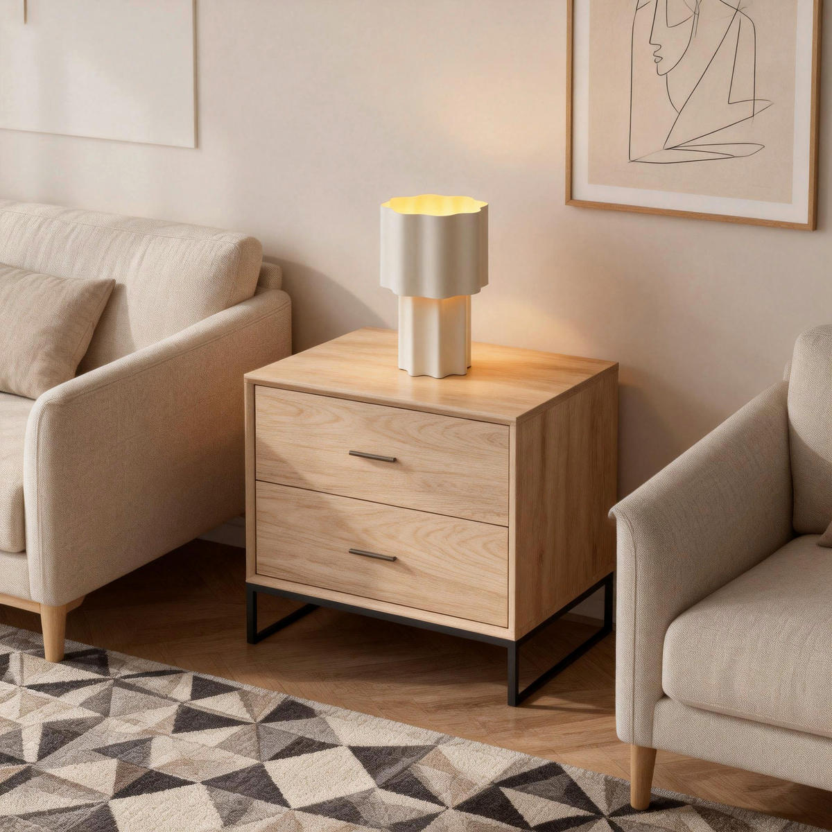 TISCHLEUCHTE - Sandfarben, Trend, Metall (23/36cm) - Collet's Monde