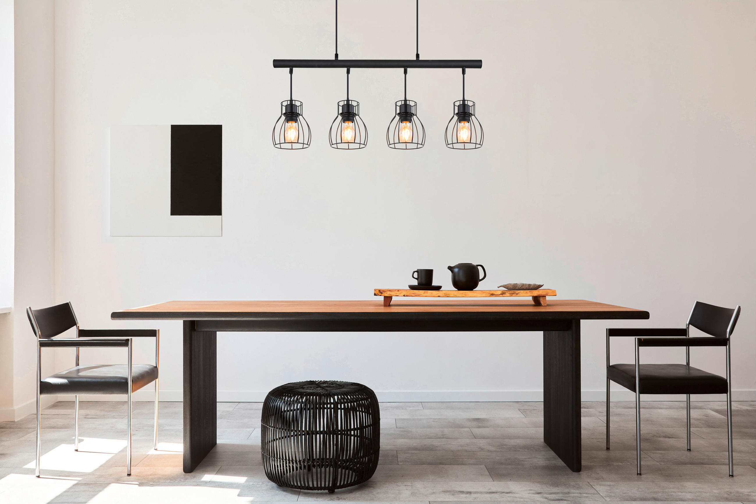 LED-HÄNGELEUCHTE Mina 77/14/120 cm   - Schwarz, Trend, Kunststoff/Metall (77/14/120cm) - Globo