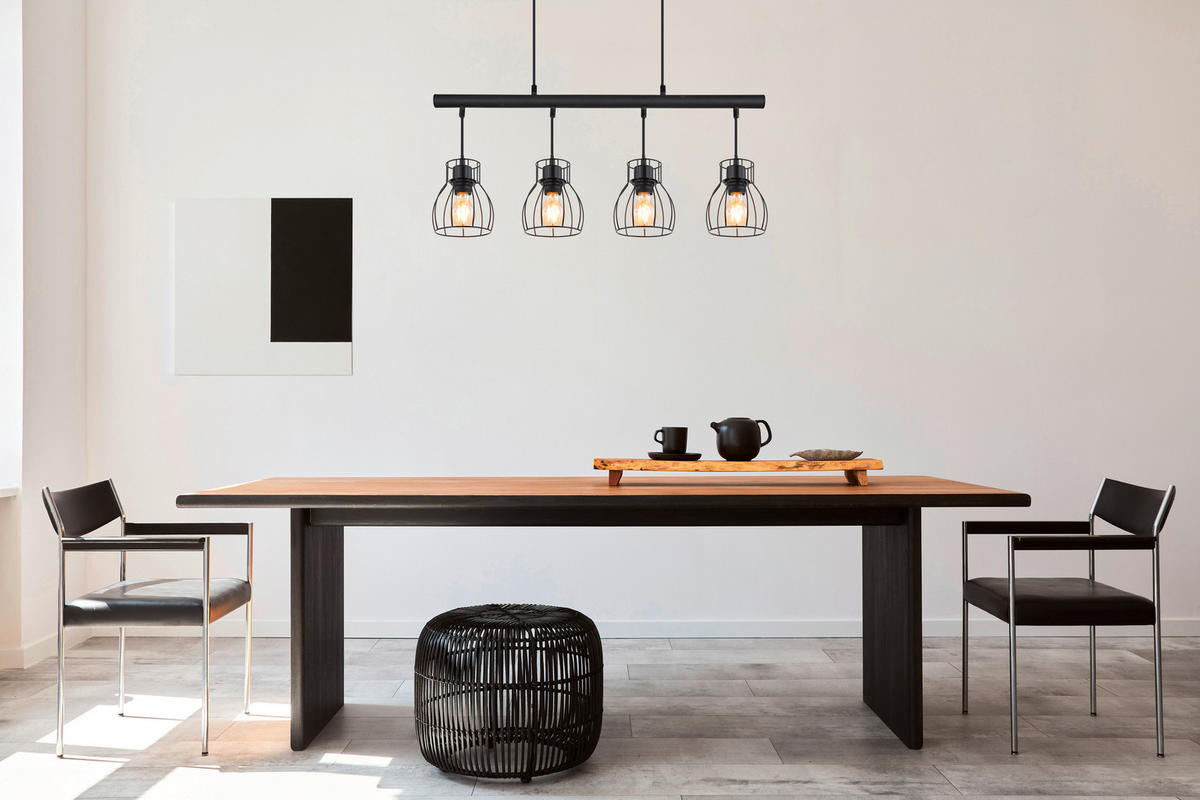 LED-HÄNGELEUCHTE Mina 77/14/120 cm   - Schwarz, Trend, Kunststoff/Metall (77/14/120cm) - Globo