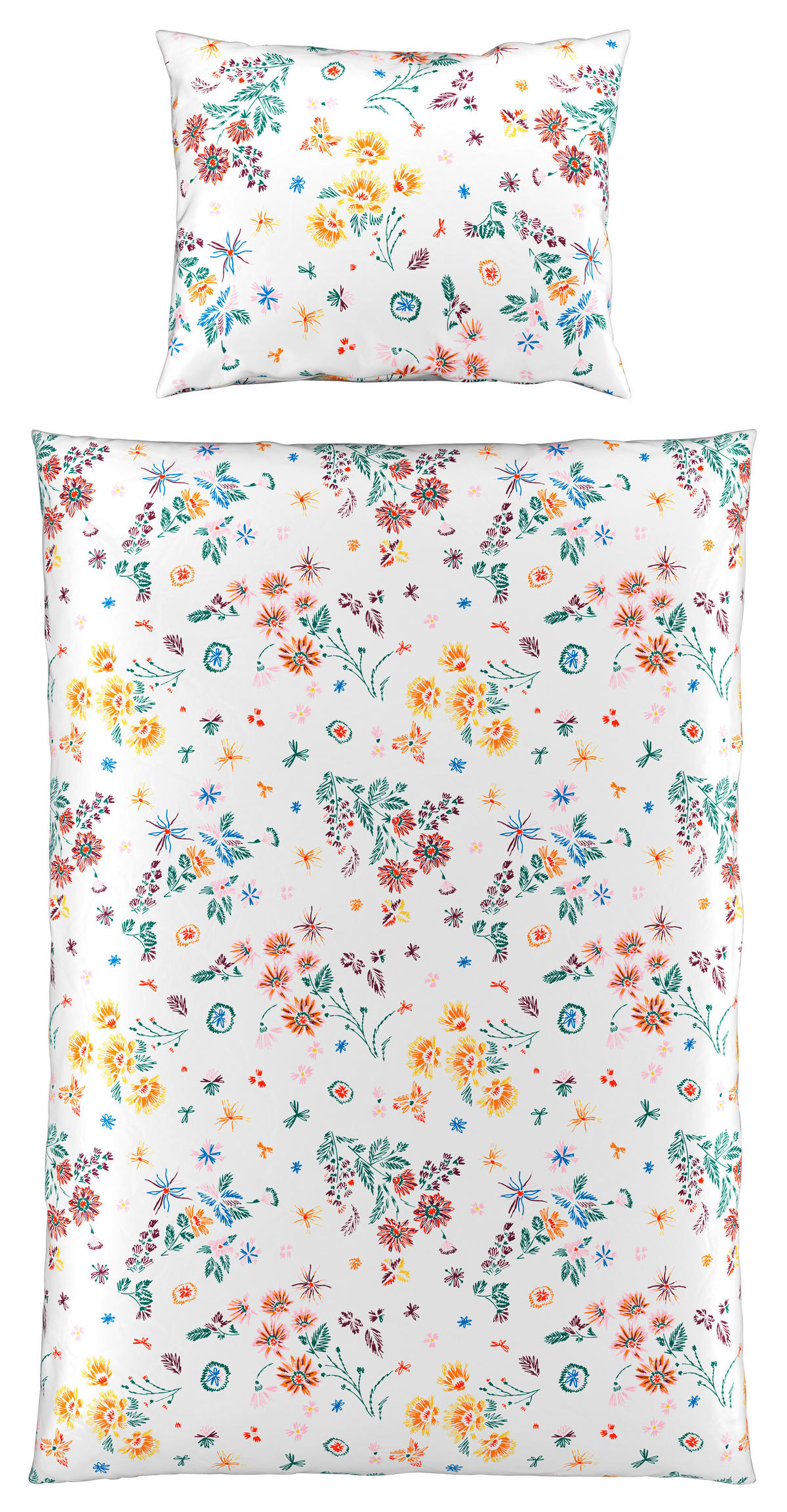POSTELJINA KALIO 140/200 cm saten višebojna, bela  - bela/višebojna, Konvencionalno, tekstil (140/200cm) - Esposa