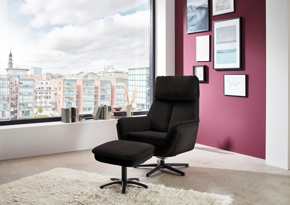 RELAXSESSEL in Textil Dunkelbraun  - Dunkelbraun/Schwarz, Design, Textil/Metall (79/108/89cm) - Beldomo Style