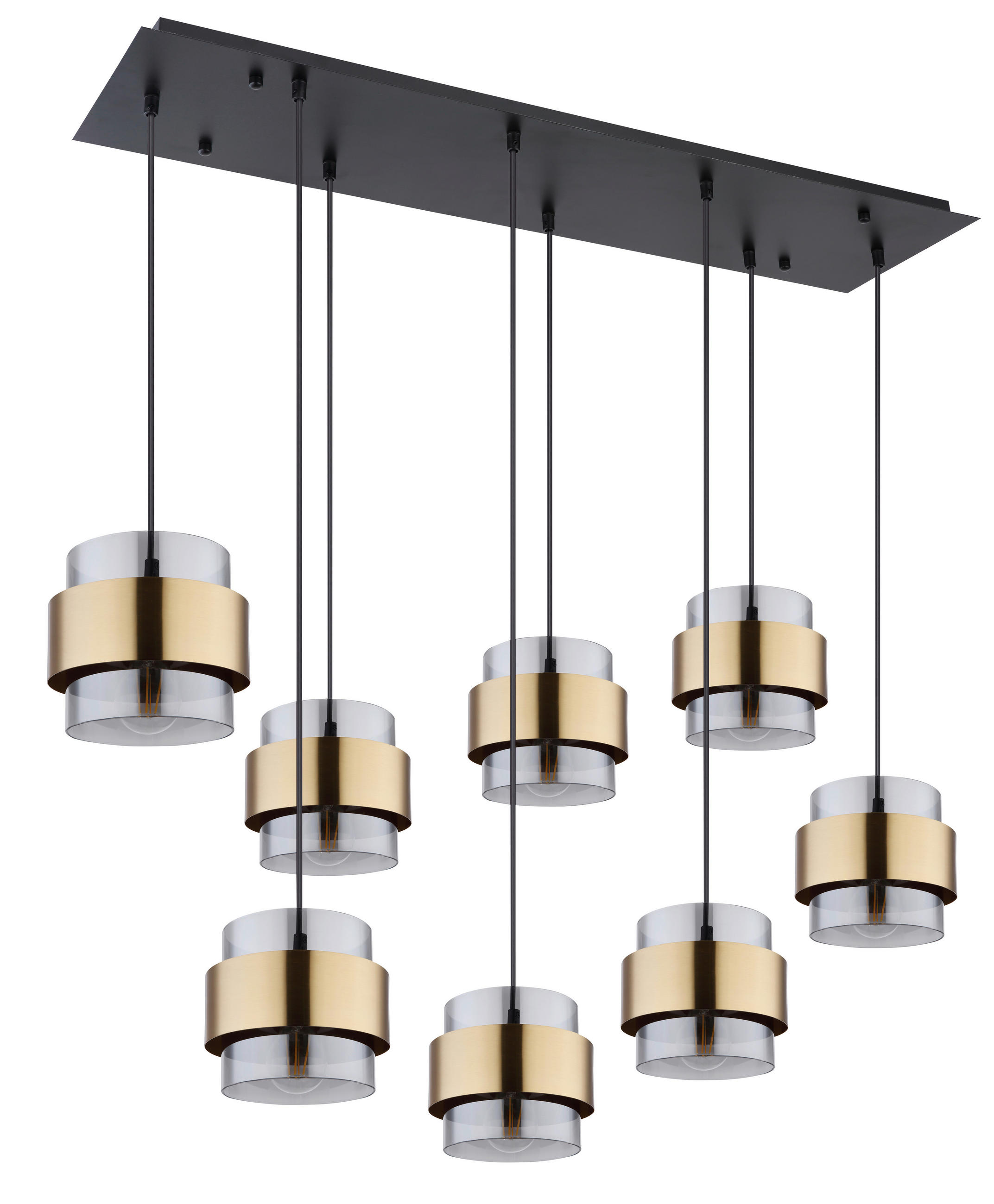 HÄNGELEUCHTE 103/31,5/120 cm    - Klar/Messingfarben, Design, Glas/Metall (103/31,5/120cm) - Globo