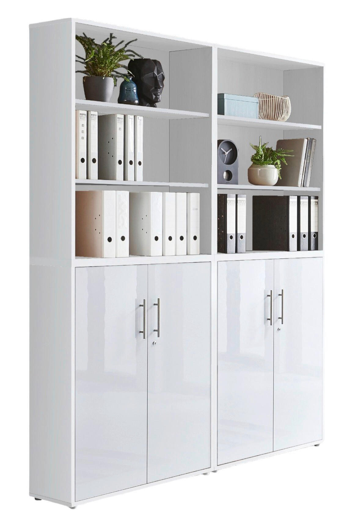 AKTENSCHRANK Weiß, Weiß Hochglanz  - Weiß Hochglanz/Weiß, MODERN, Holzwerkstoff (168,8/227,2/33cm) - MID.YOU