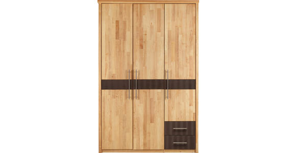 DREHTÜRENSCHRANK 141/215/65 cm 3-türig  - Chromfarben/Erlefarben, Natur, Holz/Metall (141/215/65cm) - Linea Natura