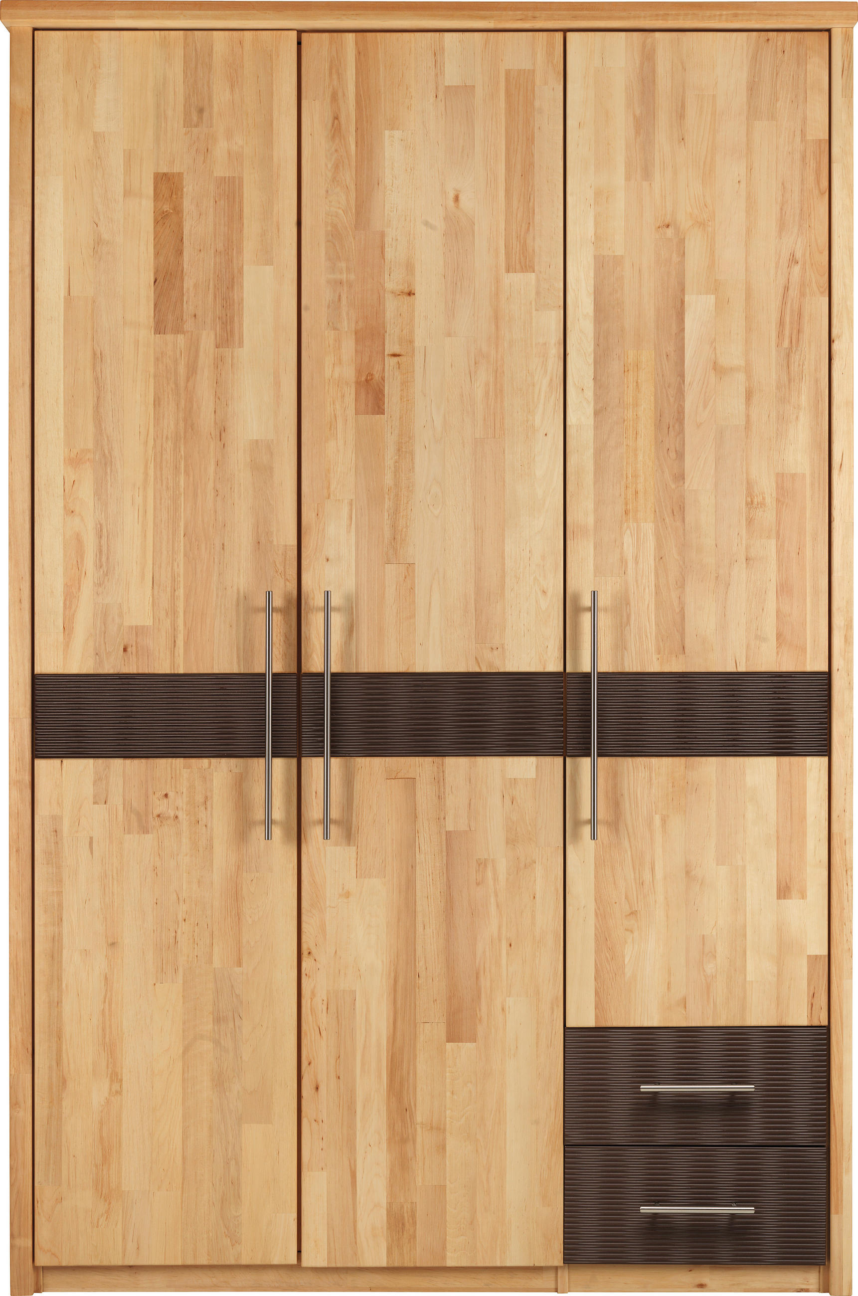 DREHTÜRENSCHRANK in Braun, Erlefarben  - Chromfarben/Erlefarben, Natur, Holz/Metall (141/215/65cm) - Linea Natura