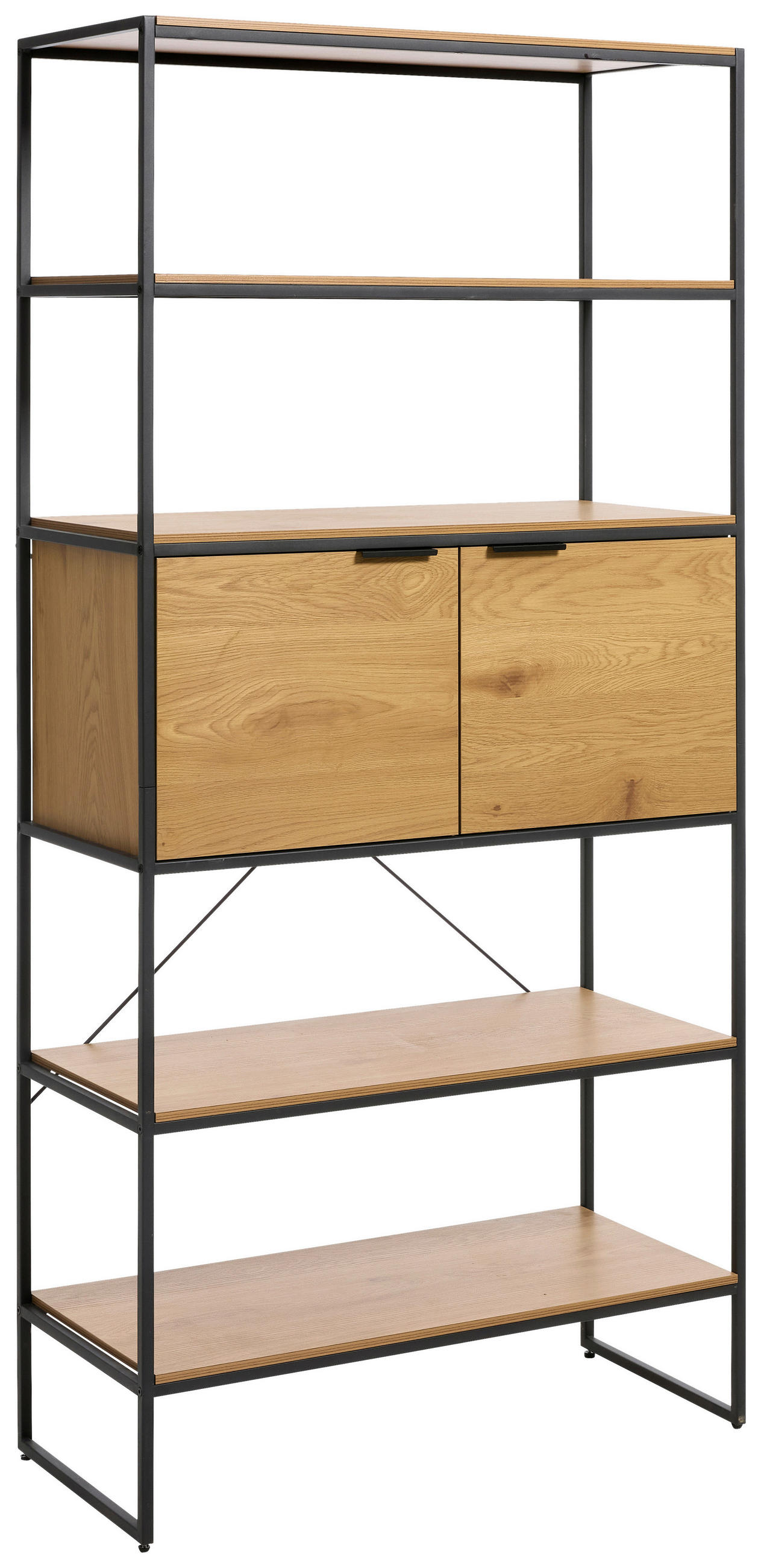 REGAL Eichefarben  90/190/40 cm  - Eichefarben/Schwarz, MODERN, Holzwerkstoff/Metall (90/190/40cm) - Lomoco