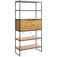 REGAL Eichefarben  90/190/40 cm  - Eichefarben/Schwarz, MODERN, Holzwerkstoff/Metall (90/190/40cm) - Lomoco