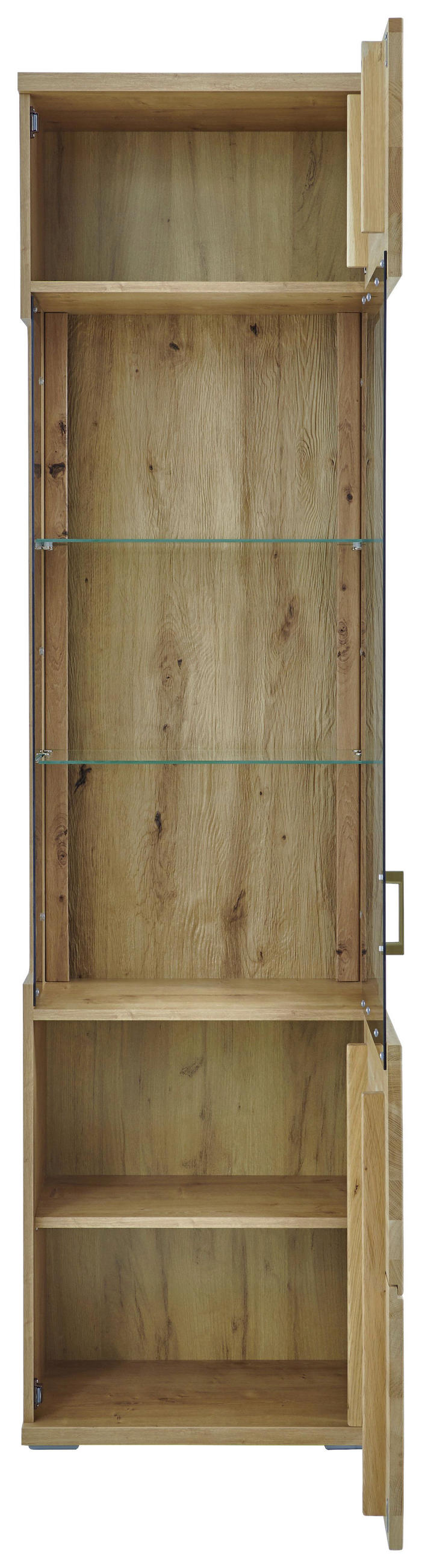 WOHNWAND  in Alteiche  330/208,3/50,2 cm  - Alteiche/Silberfarben, KONVENTIONELL, Glas/Holz (330/208,3/50,2cm) - Livetastic