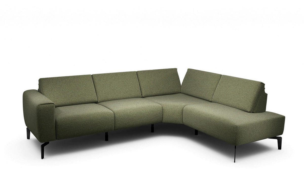 ECKSOFA Cosy in Samt Waldgrün  256/193 cm  - Waldgrün/Schwarz, Design, Textil/Metall (256/193cm) - SENSOO