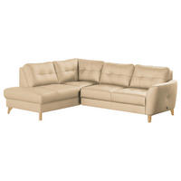 ECKSOFA in Lederlook Echtleder Beige  - Beige/Buchefarben, Design, Leder/Holz (190/236cm) - Livetastic