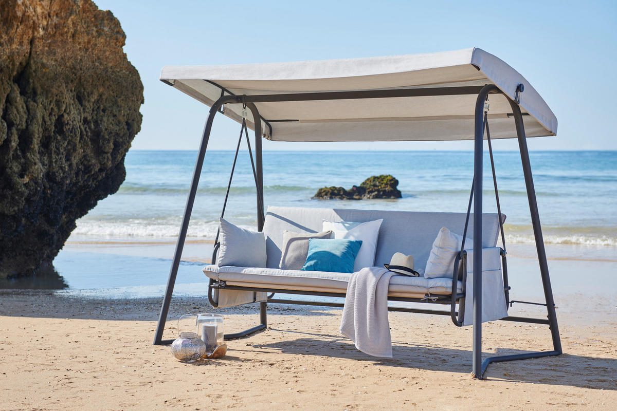 LJULJAČKA VRTNA  metal, plastika   - svijetlo siva/crna, Design, metal/tekstil (248/186/137,50cm) - Ambia Garden