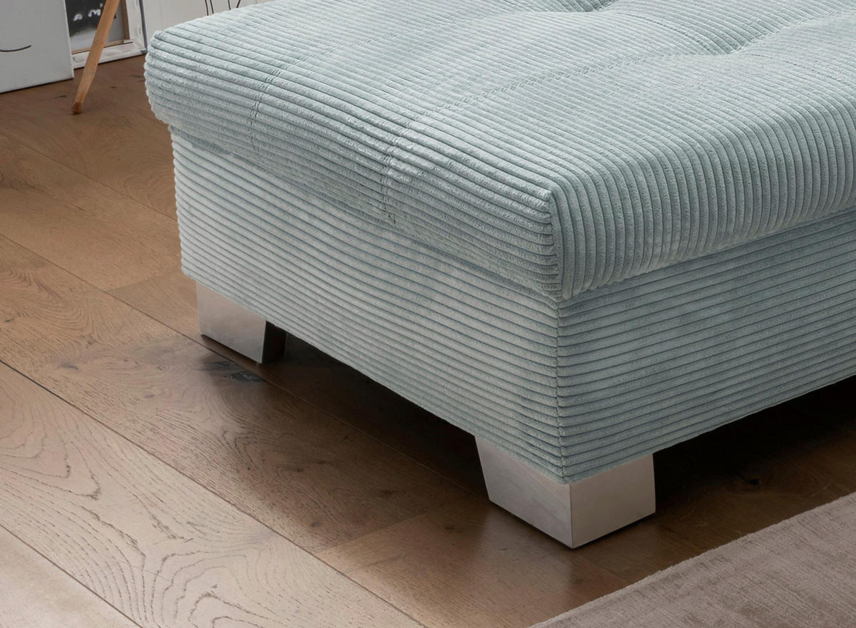 ECKSOFA in Cord Blau  - Blau/Silberfarben, Design, Holz/Textil (190/250cm) - MID.YOU