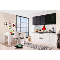 KONYHABLOKK GÉPEK NÉLKÜL 200/51/31/200 cm  - fekete/fehér, Basics, faalapú anyag/Üveg (200/51/31/200cm) - Carryhome