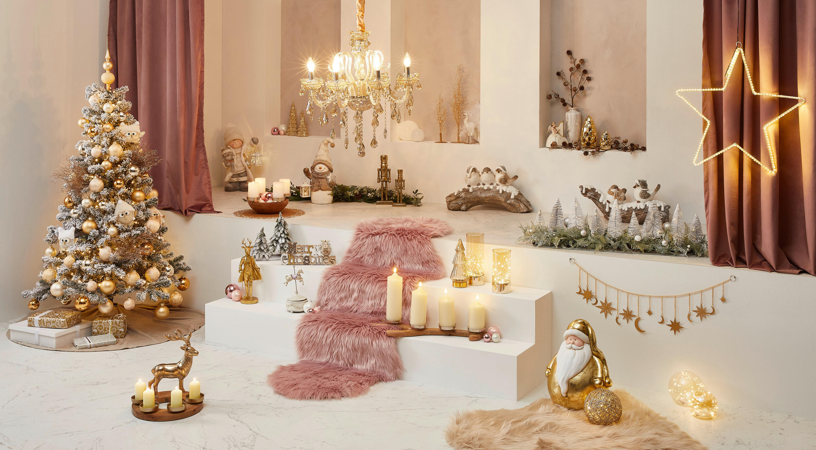 LED-KERZENSET  - Creme, KONVENTIONELL, Naturmaterialien - X-Mas