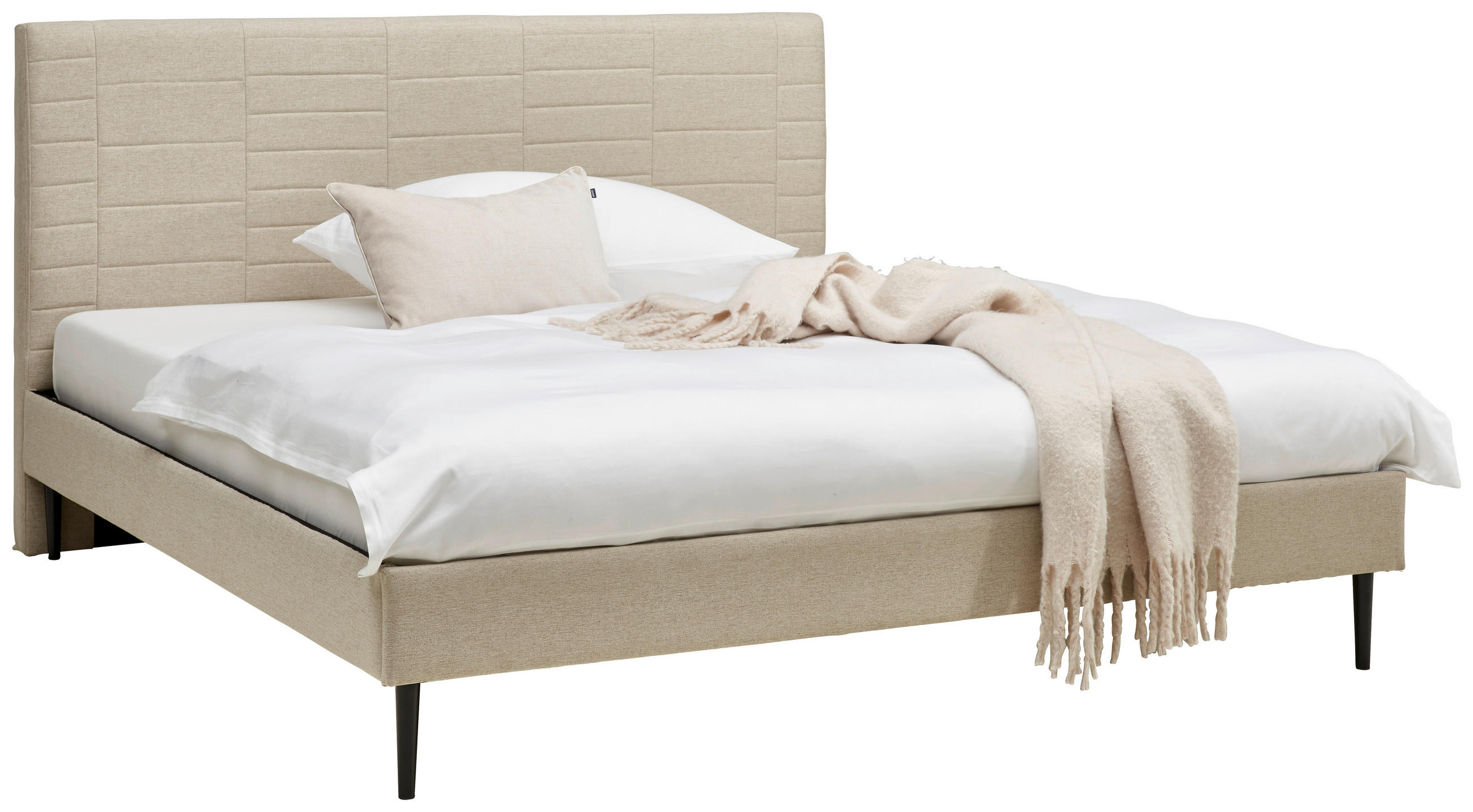 POLSTERBETT Lattenrost 180/200 cm  in Beige  - Beige/Schwarz, MODERN, Holz/Textil (180/200cm) - Livetastic