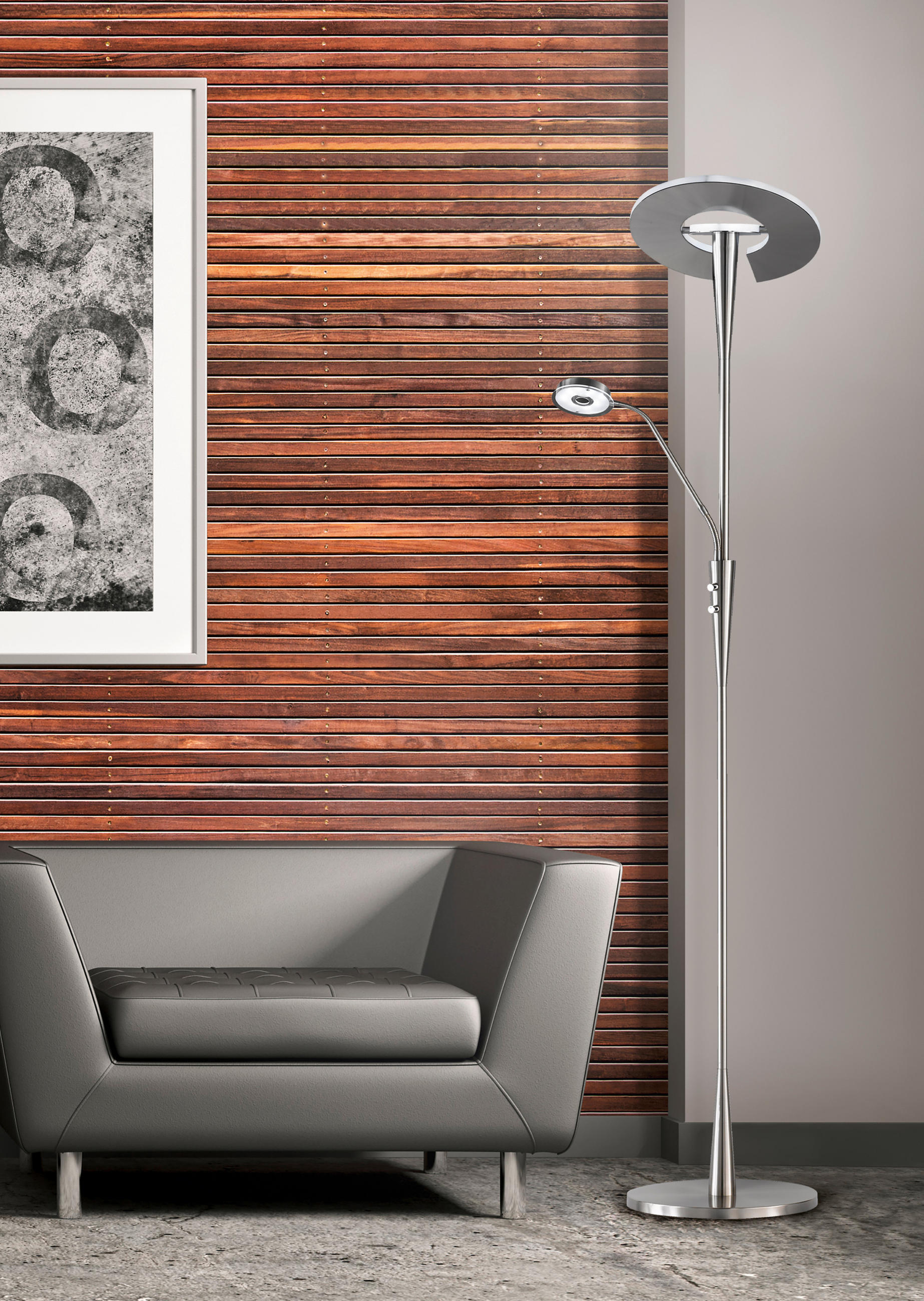 LED-GOLVLAMPA Quebec 50/180 cm    - vit/nickelfärgad, Basics, metall/plast (50/180cm) - Trio Leuchten