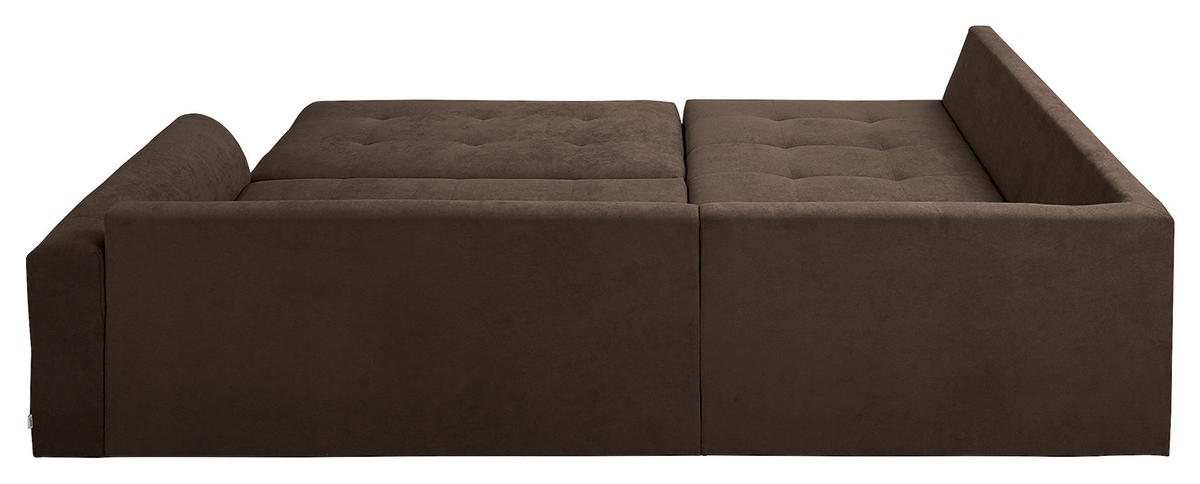 ECKSOFA inkl. Hocker Ariella Schlammfarben Mikrofaser  - Schlammfarben/Naturfarben, Design, Holz/Textil (161/231cm) - Livetastic