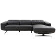 ECKSOFA  in Echtleder Schwarz  - Schwarz, Design, Leder/Metall (282/162cm) - Xora