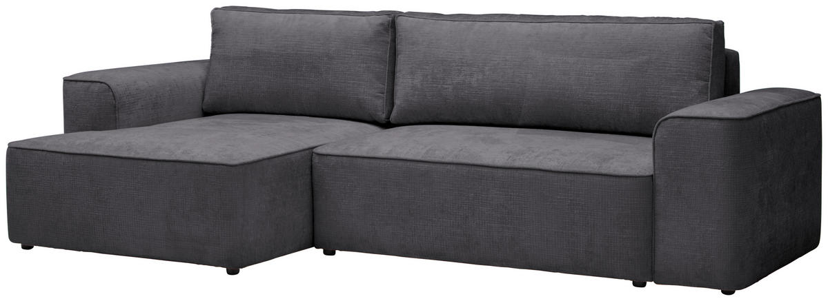 ECKSOFA in Plüsch Dunkelgrau  - Dunkelgrau/Blaugrau, Design, Kunststoff/Textil (152/288cm) - Xora
