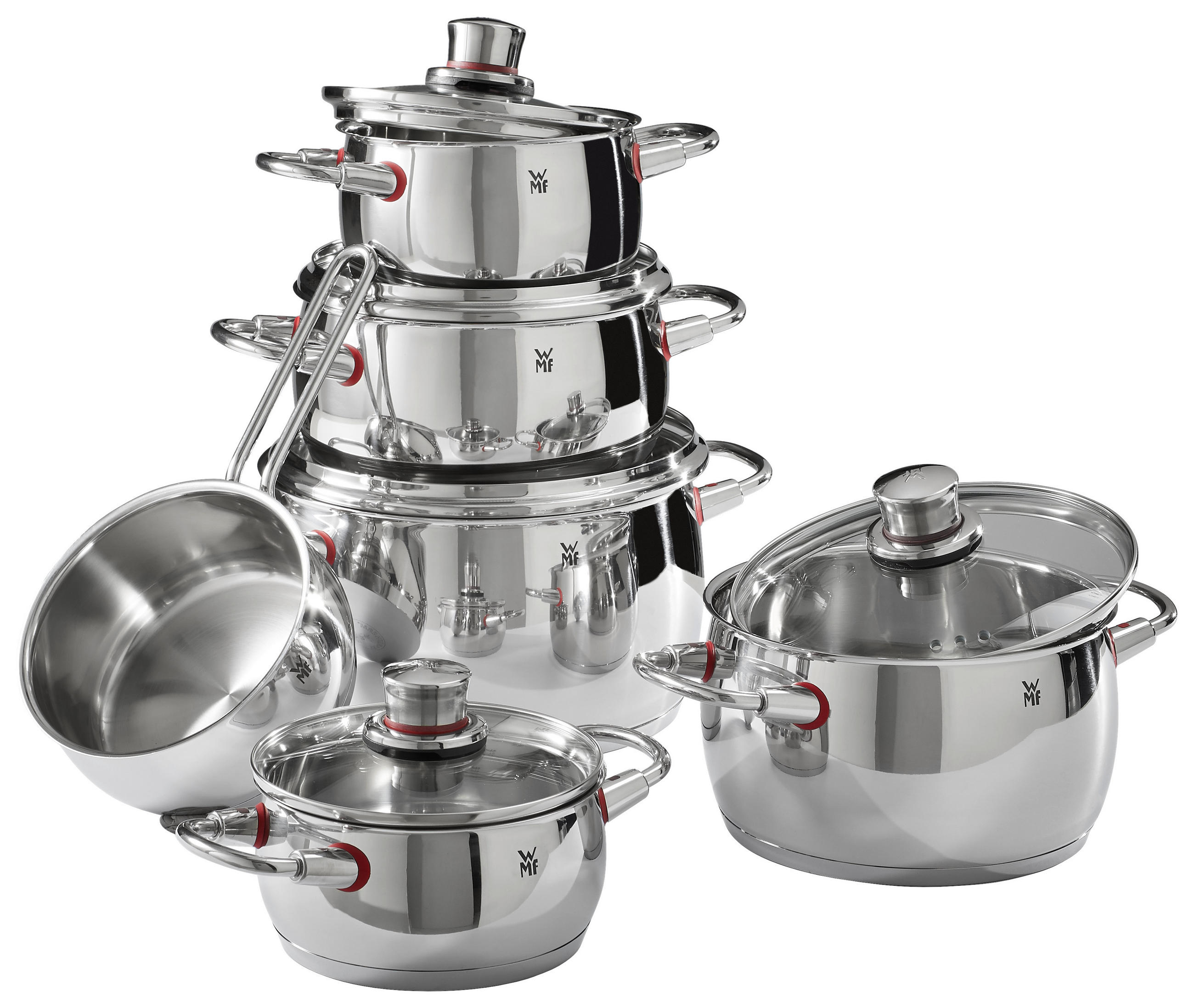 KOCHTOPFSET Quality One 6-teilig  - Silberfarben, Basics, Glas/Metall (53,2/31/28,5cm) - WMF