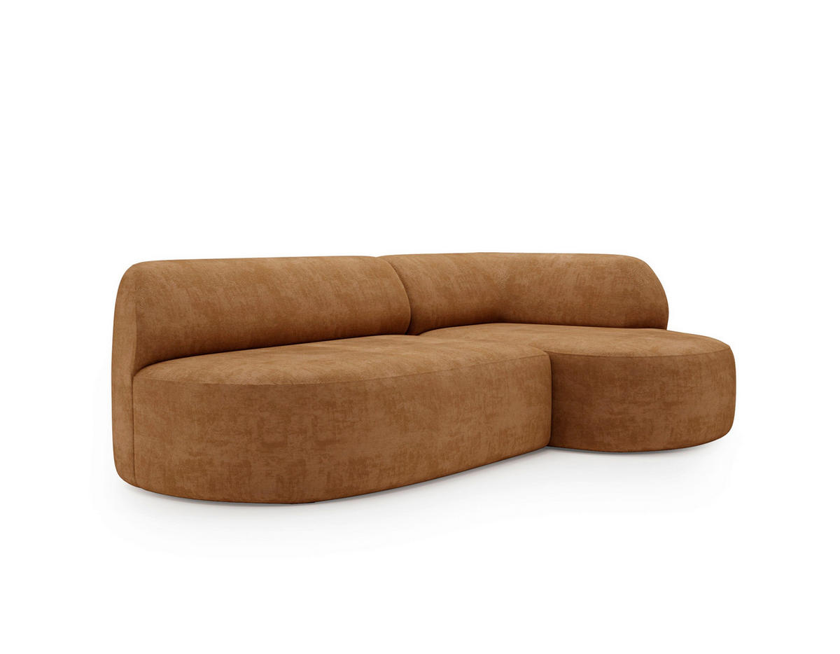 ECKSOFA Chenille Rostfarben  - Rostfarben/Schwarz, Design, Kunststoff/Textil (218/156cm) - Livetastic