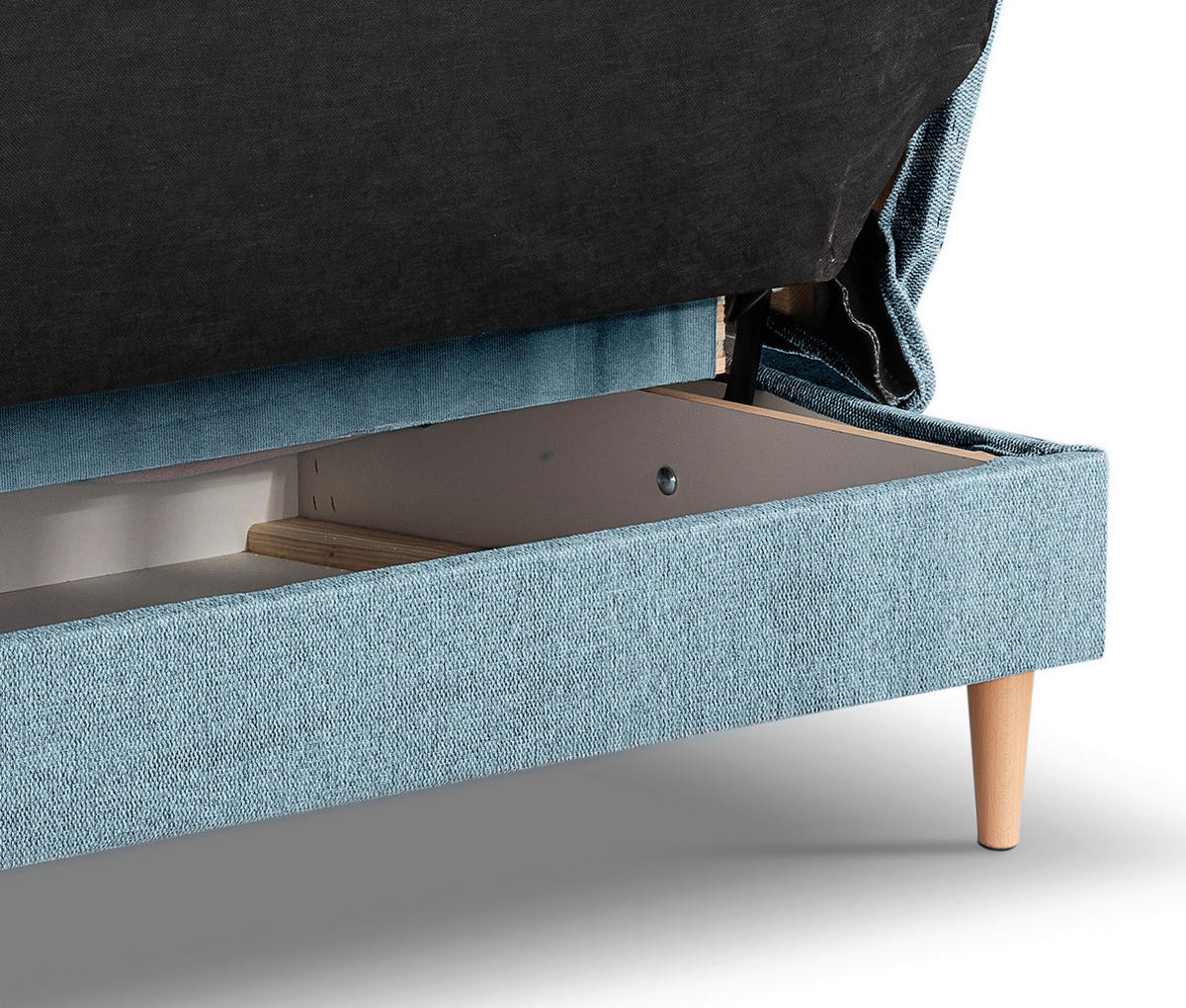 SCHLAFSOFA BONO  mit Liegefunktion Struktur Blau  - Hellbraun/Blau, Basics, Holz/Textil (199/91/91cm) - MID.YOU