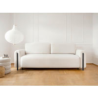 SCHLAFSOFA Bouclé Creme, Schwarz  - Creme/Schwarz, Design, Holz/Textil (244/97/97cm) - MID.YOU