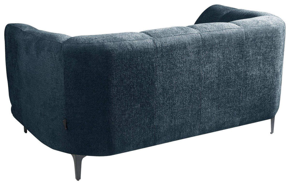 2-SITZER-SOFA in Flachgewebe Blau  - Blau/Schwarz, Design, Textil/Metall (166/77/106cm) - MID.YOU
