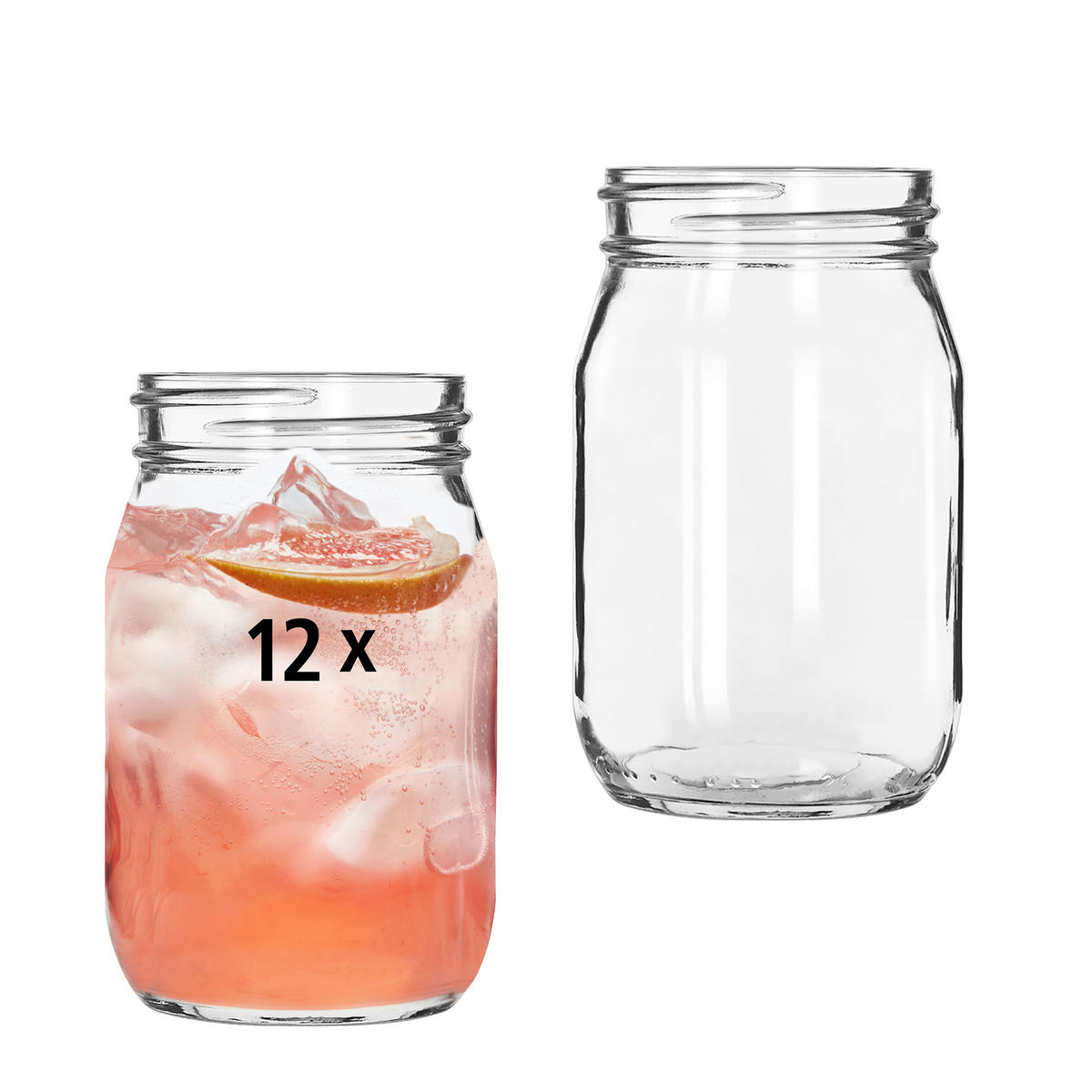 GLÄSERSET DRINKING JARS  12-teilig  - Klar, Basics, Glas (8/13cm)