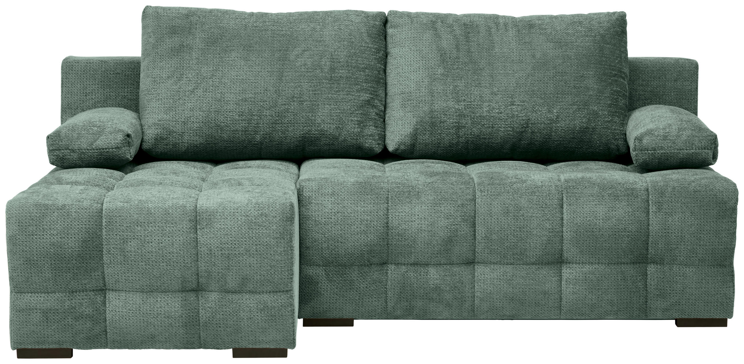 ECKSOFA  in Chenille Dunkelgrün  - Dunkelgrün/Schwarz, MODERN, Kunststoff/Textil (145/204cm) - home24