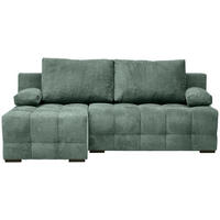 ECKSOFA  in Chenille Dunkelgrün  - Dunkelgrün/Schwarz, MODERN, Kunststoff/Textil (145/204cm) - home24