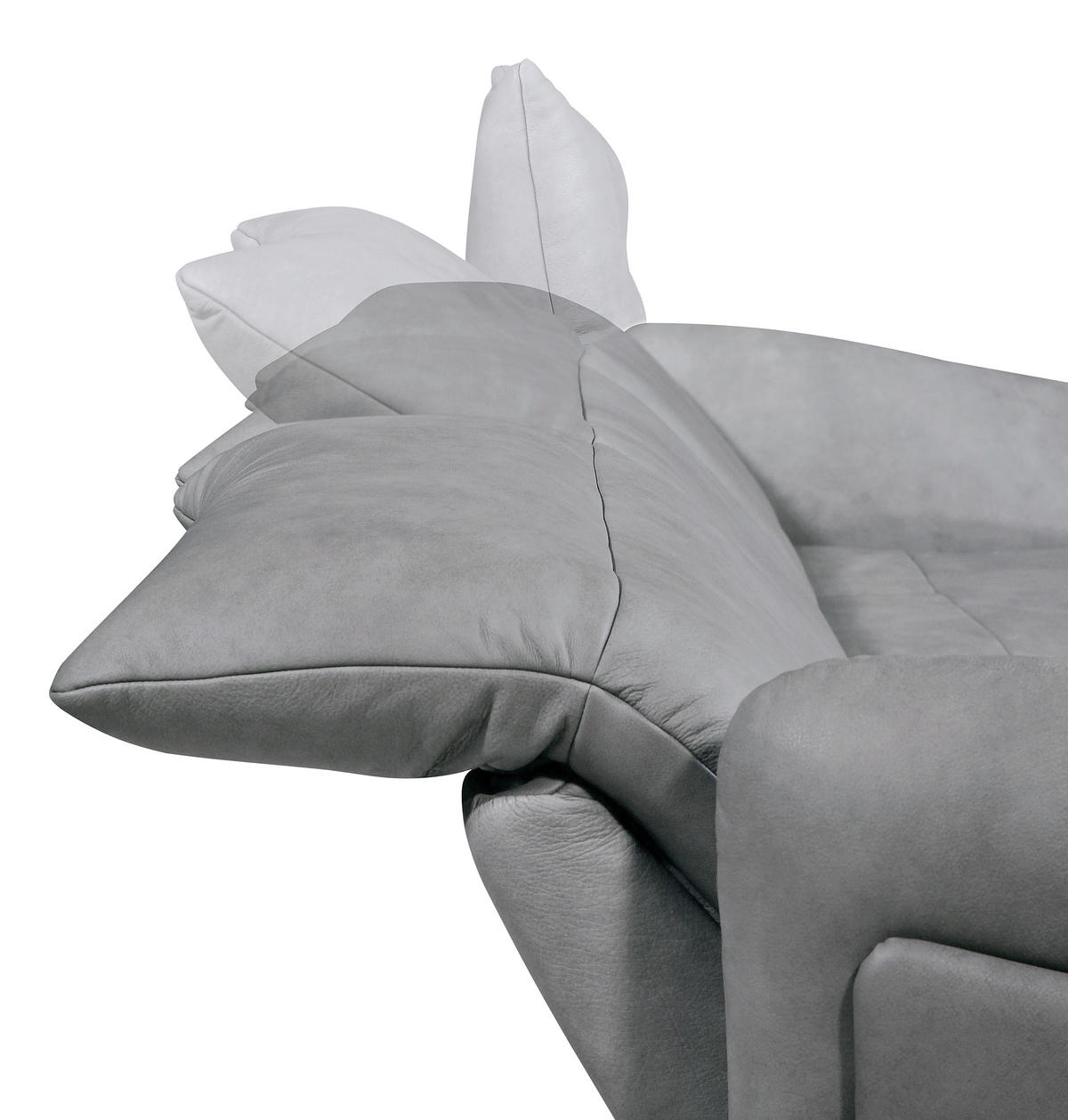 SEDEŽNA GARNITURA, pravo usnje siva  - siva/antracit, Design, kovina/usnje (285/203cm) - Himolla