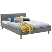 POLSTERBETT 120/200 cm  Hellgrau  - Eichefarben/Hellgrau, Design, Holz/Textil (120/200cm) - Livetastic