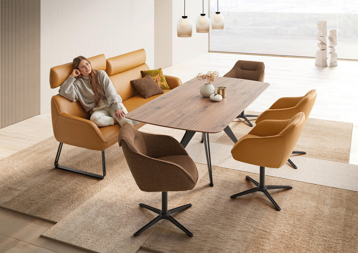 ESSTISCH Nussbaum furniert rechteckig Nussbaumfarben  - Nussbaumfarben/Schwarz, Design, Holz/Metall (200/100/76cm) - Koinor
