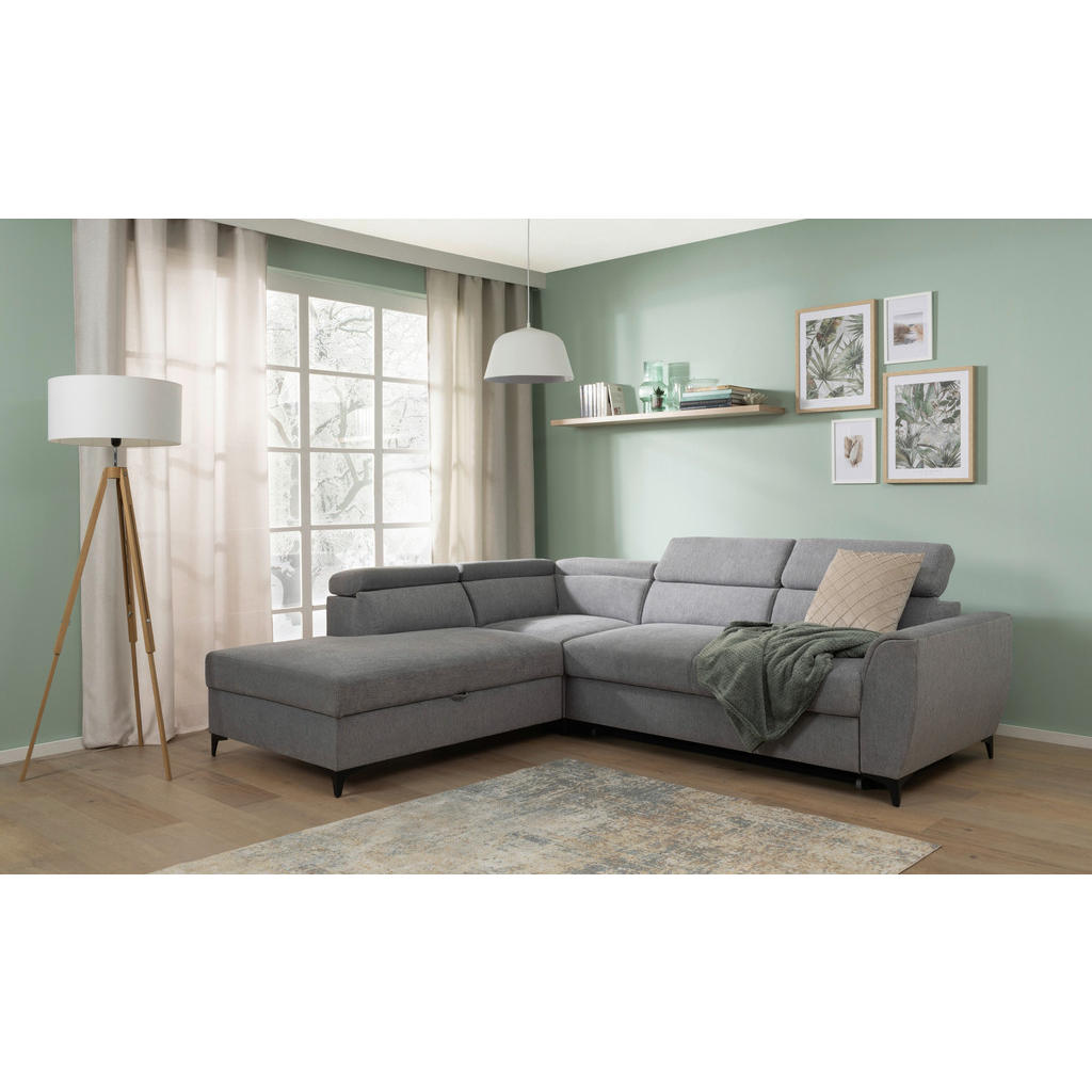 Thumbnail - Carryhome Ecksofa, Grau, Textil, 5-Sitzer, Ottomane links, L-Form, 255x217 cm, Wohnzimmer, Sofas & Couches, Wohnlandscha...