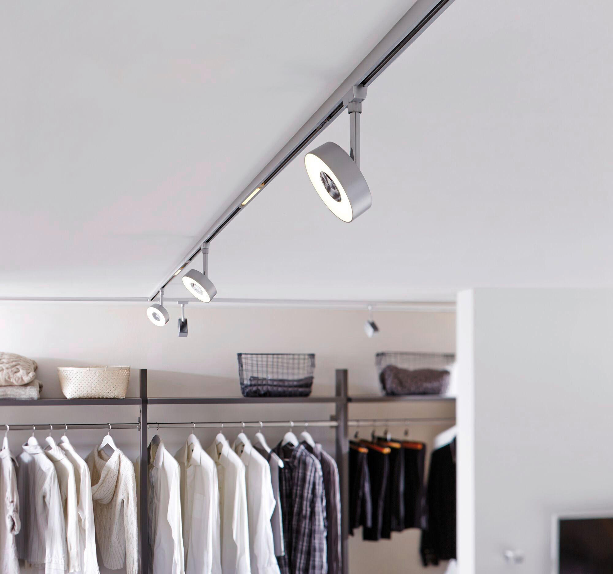 SCHIENENSYSTEM-STRAHLER 9,8/15,4/5,0 cm - Chromfarben, Basics, Kunststoff/Metall (9,8/15,4/5,0cm) - Paulmann
