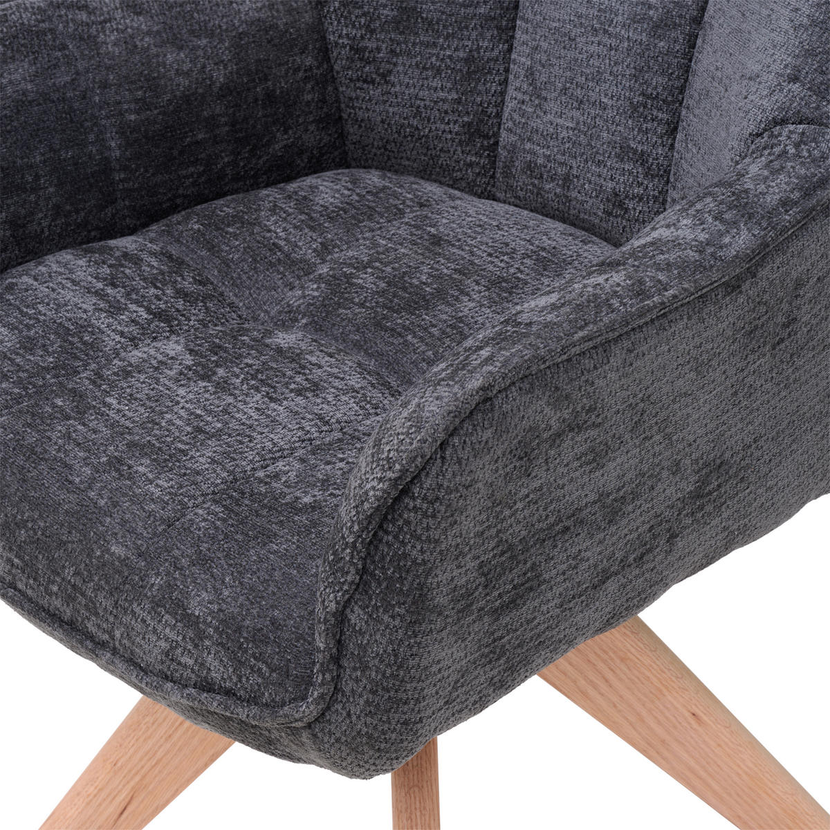 ARMLEHNSTUHL  Sitzfläche 360° drehbar Chenille  - Dunkelgrau/Eichefarben, Basics, Holz/Textil (64/85/62cm) - Livetastic
