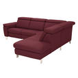 ECKSOFA in Echtleder Weinrot  - Weinrot/Alufarben, Design, Leder/Metall (271/242cm) - Cantus