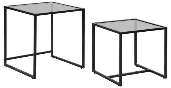BEISTELLTISCHSET quadratisch Grau, Schwarz  - Schwarz/Grau, Design, Glas/Metall (40-45/40-45/40-50cm) - Carryhome