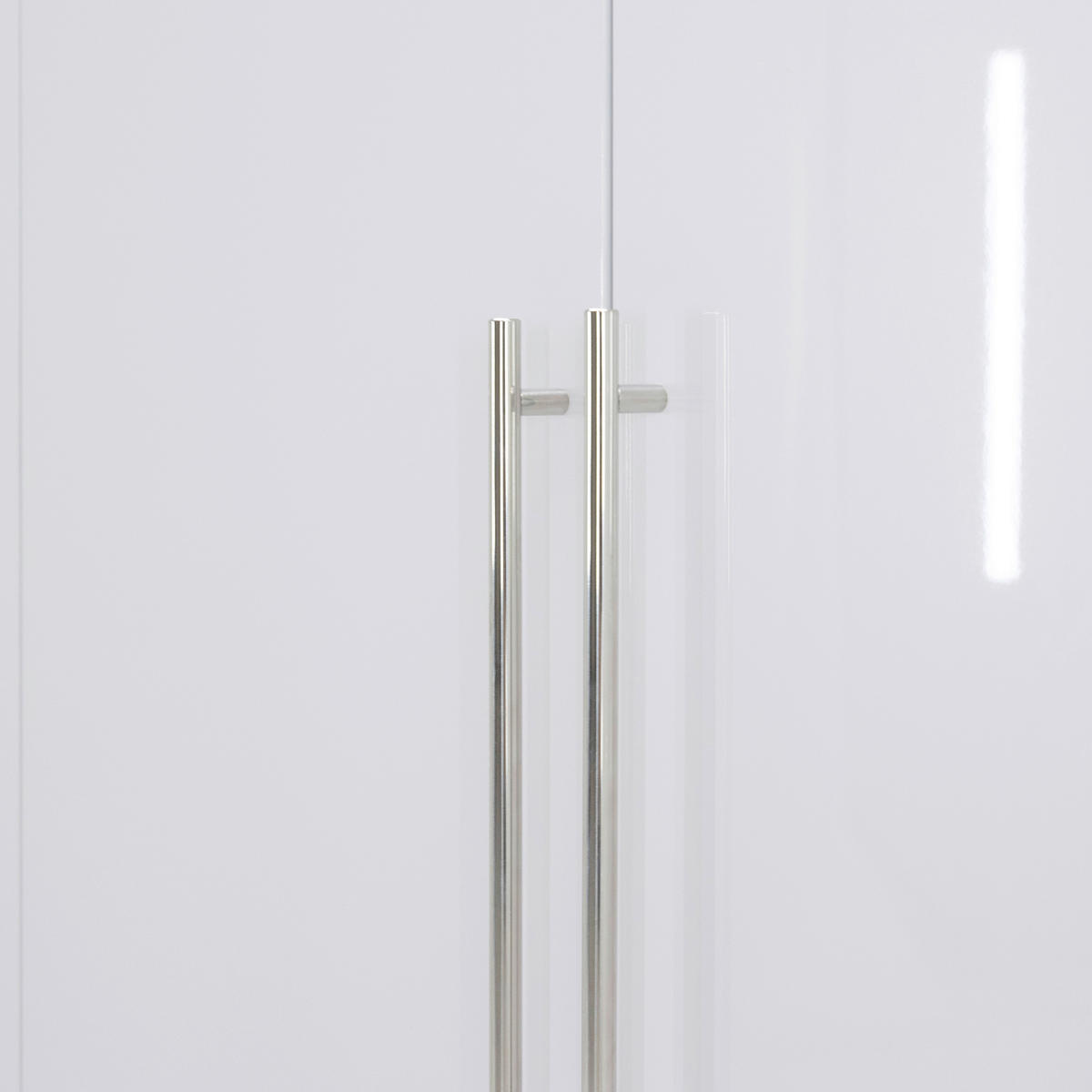 KLEIDERSCHRANK 294/219/59 cm 6-türig Weiß Hochglanz, Weiß  - Weiß Hochglanz/Alufarben, KONVENTIONELL, Holzwerkstoff/Metall (294/219/59cm) - Carryhome