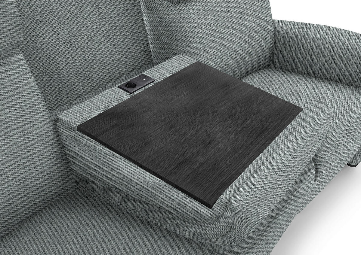 TRAPEZSOFA in Flachgewebe Grau  - Schwarz/Grau, Konventionell, Textil/Metall (219/107/97cm) - Pure Home Comfort