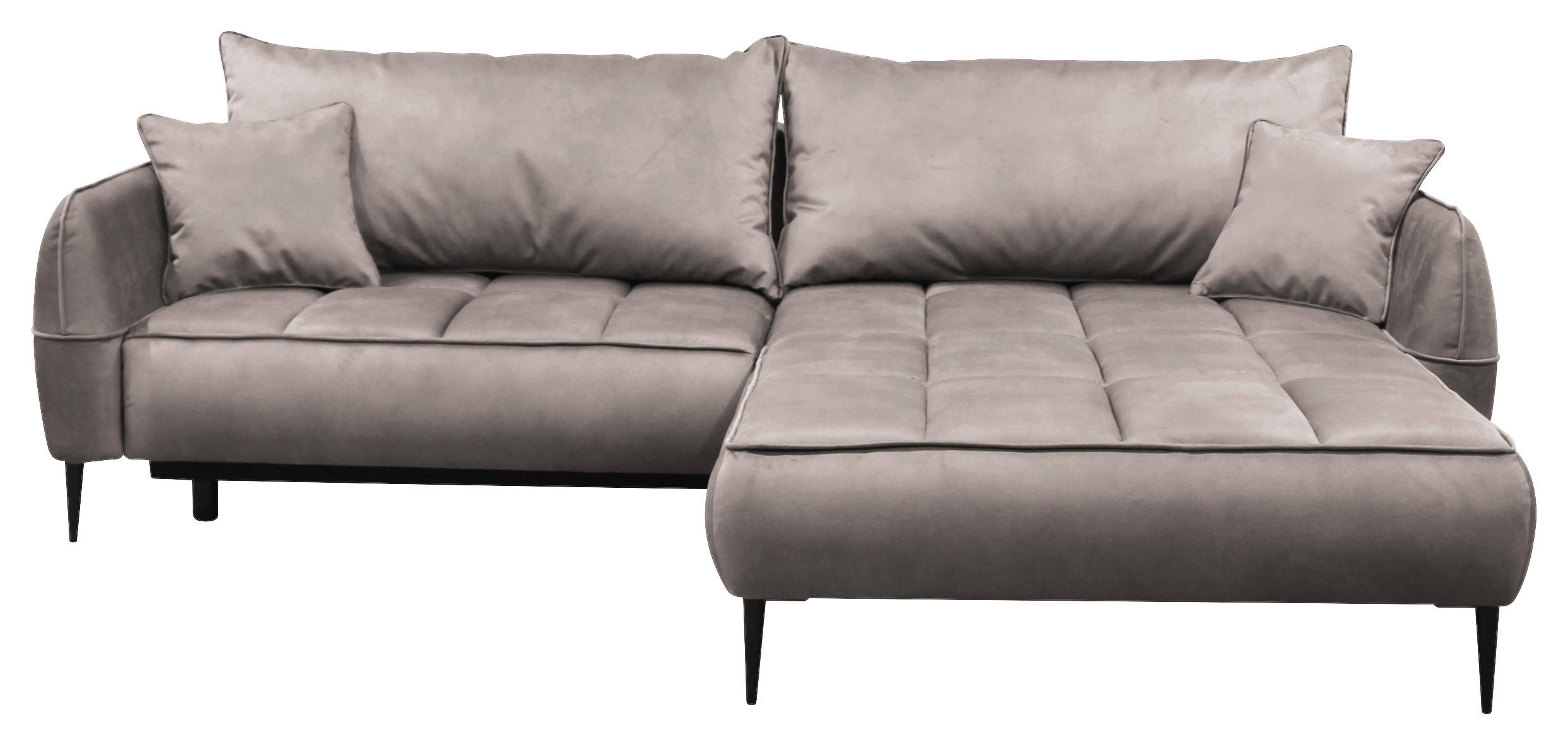 ECKSOFA in Velours Beige  260/189 cm  - Beige/Schwarz, Design, Textil/Metall (260/189cm) - MID.YOU