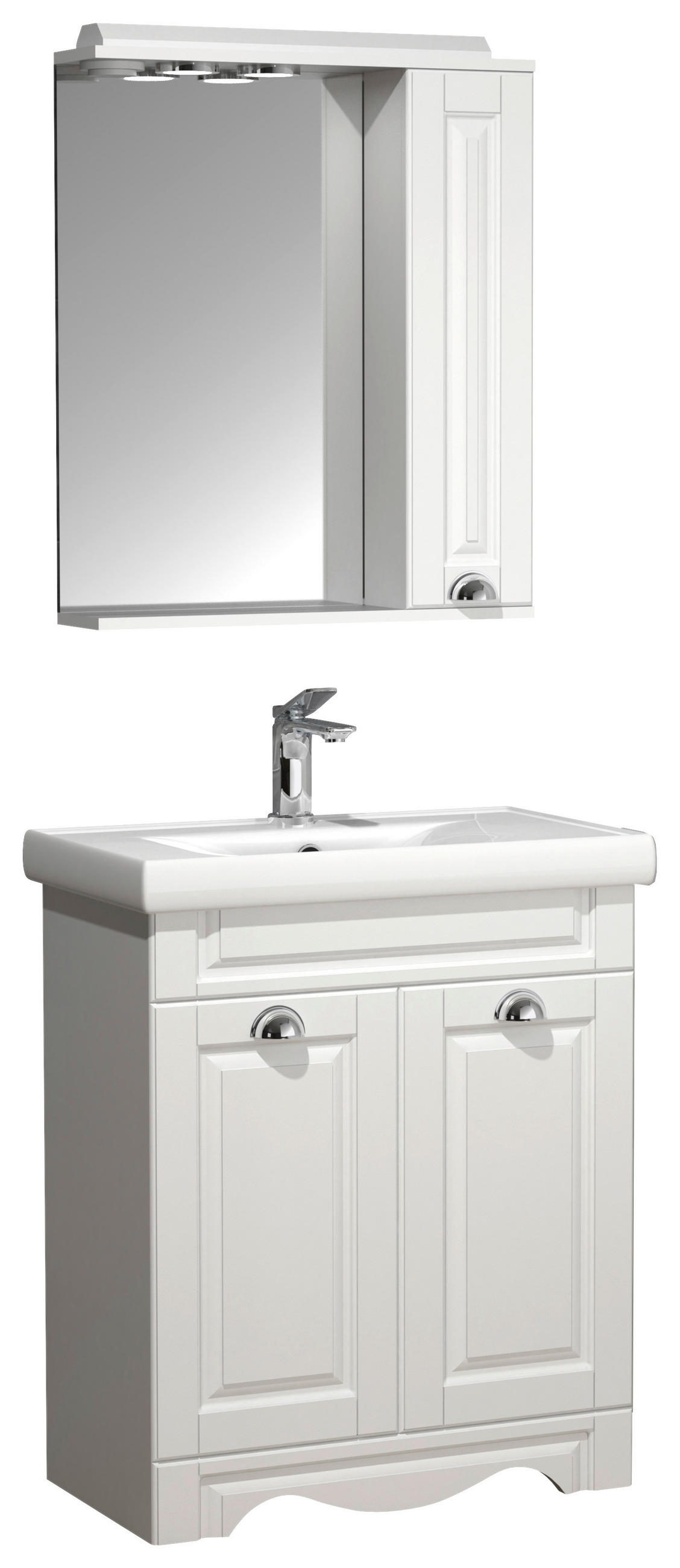 BADEZIMMER 3-teilig  in 61 cm  - Silberfarben/Weiß, MODERN, Glas/Keramik (61cm) - MID.YOU