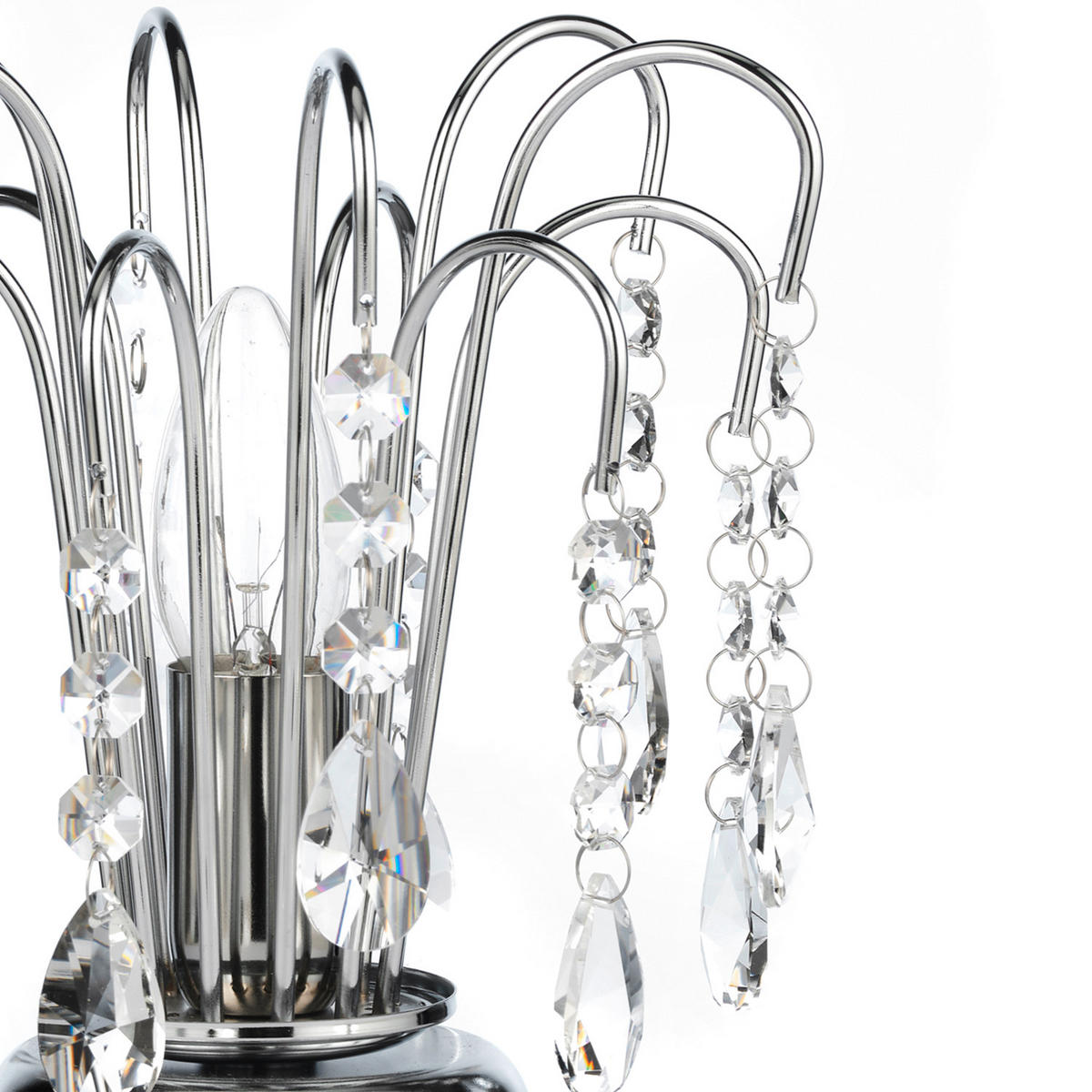 KRISTALL-TISCHLEUCHTE 16/23 cm   - Chromfarben, KONVENTIONELL, Glas/Metall (16/23cm)
